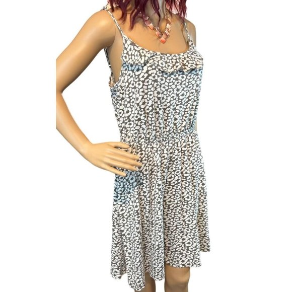 (6 for $25)LOFT Ruffled Animal Print Sleeveless Summer Dress Size M - Picture 2 of 7